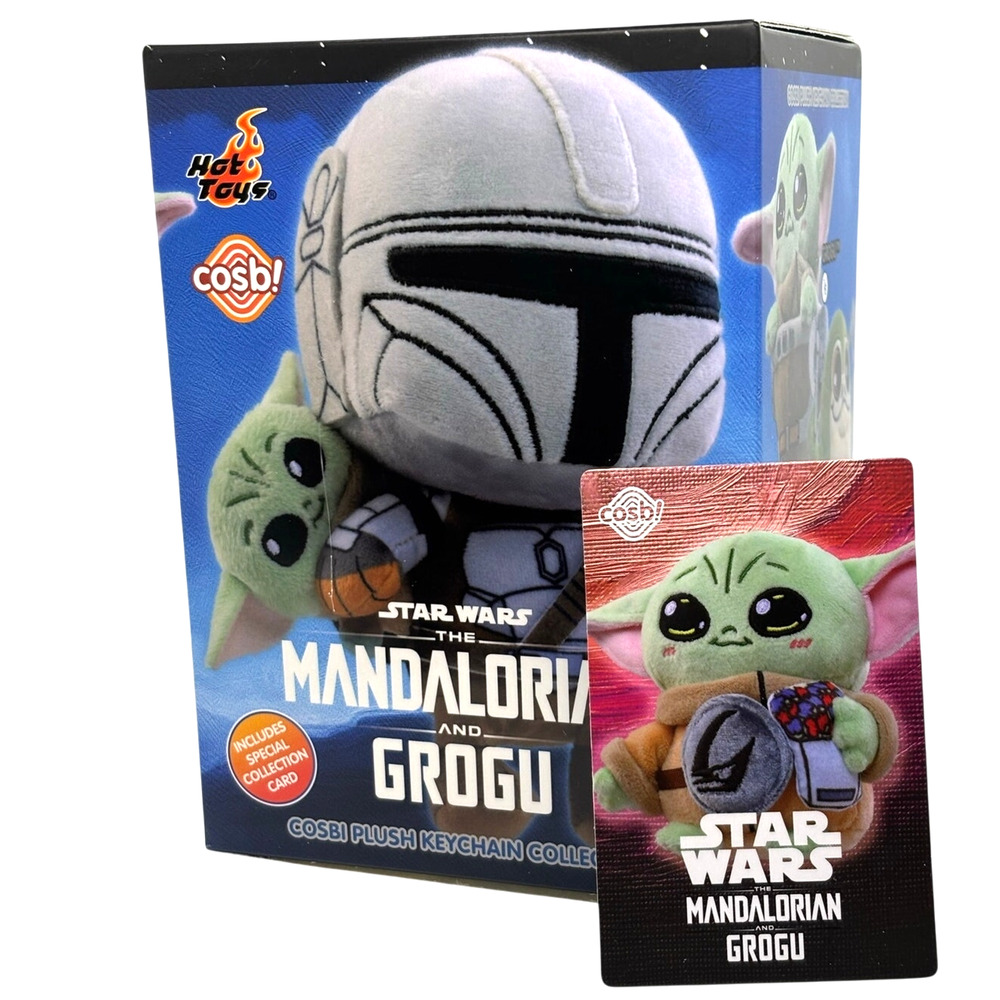 Disney x Cosbi x Star Wars Mandalorian & Grogu Plush Keychain/Charm, Snacks, New - Picture 2 of 6